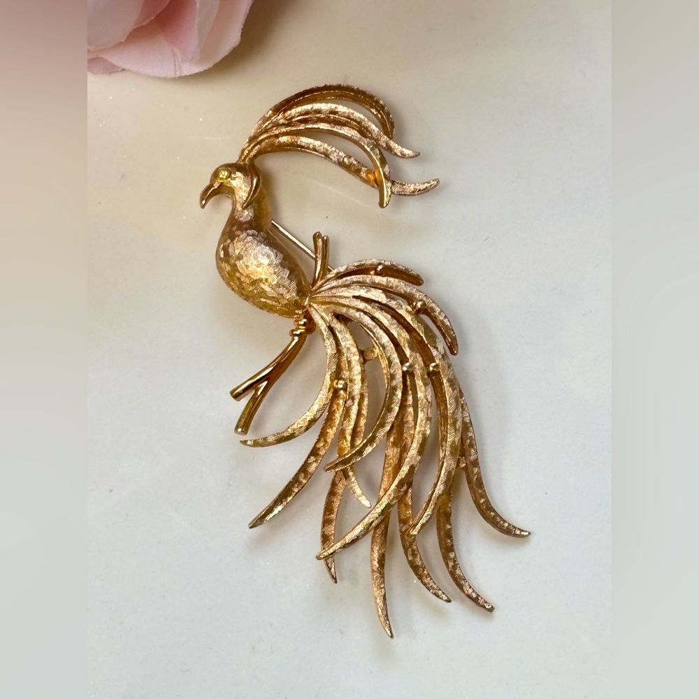 Vintage Avon Gold Tone Bird of Paradise Brooch, 1960s
